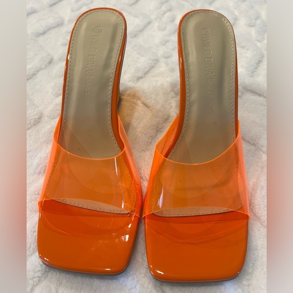 Shoes - COPY - Brand, new clear, orange, wedge heel 7.5